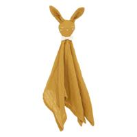 Konijn knuffeldoekje/tuttel lapje van zachte pluche - okergeel - 50 cm - Knuffeldoek