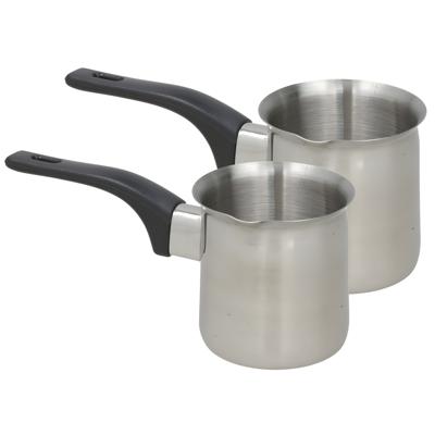 Melk en sauspannen set - 2x stuks - 500 ml en 350 ml - RVS - metaal