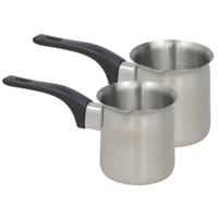 Melk en sauspannen set - 2x stuks - 500 ml en 350 ml - RVS - metaal