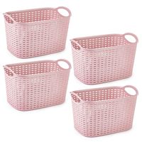 Opbergmand/kastmandje - 4x stuks - 19 liter - roze - kunststof - 29 x 39 x 25 cm