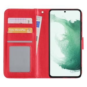 Basey Samsung Galaxy S22 Hoesje Book Case Kunstleer Cover Hoes -Rood