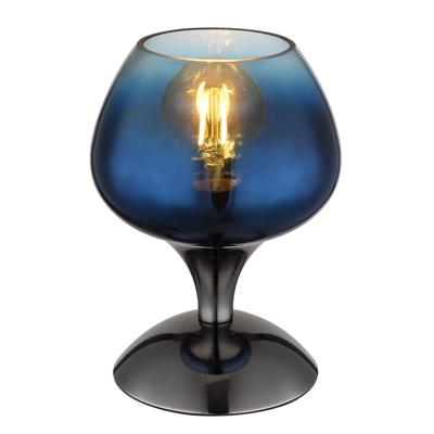 Globo Gunmetal tafellampMaxy met blauw glas Ø 15cm - 15548T5