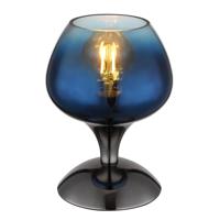 Globo Gunmetal tafellampMaxy met blauw glas Ø 15cm - 15548T5