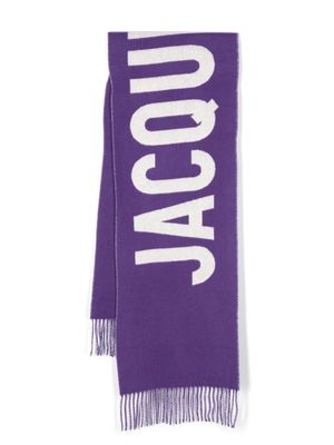 Jacquemus écharpe à logo en intarsia - Violet