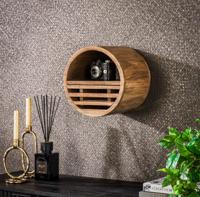 LifestyleFurn Wandplank Emilee Mangohout, Ø30cm - Massief mango zandkleur