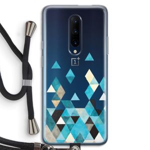 Gekleurde driehoekjes blauw: OnePlus 7 Pro Transparant Hoesje met koord