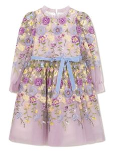 MARCHESA KIDS COUTURE robe en tulle à fleurs brodées - Violet