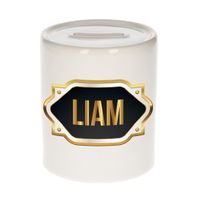 Naam cadeau spaarpot Liam met gouden embleem