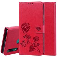 Rose reliëf horizontale Flip PU lederen draagtas voor Huawei P Smart Z met houder & kaartsleuven & portemonnee (rood)