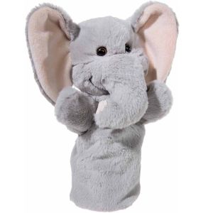 Pluche grijze olifant handpop knuffel 25 cm speelgoed   -