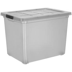 Blokker box + sterke deksel gerecycled 60L grijs