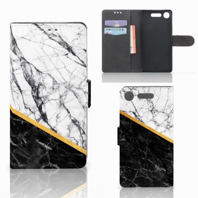 Sony Xperia XZ1 | Bookcase | Marmer Wit Zwart - Origineel Cadeau Man