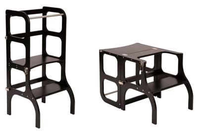 Ette Tete Leertoren Step'n Sit | Inklapbaar tot tafel en stoel | Zwart met zilver