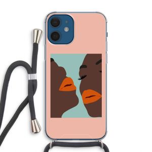 Orange lips: iPhone 12 Transparant Hoesje met koord