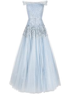 Jenny Packham robe longue Sirena à sequins - Bleu