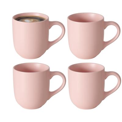 Koffiemokken Paris - 4x stuks - Keramiek - pastel roze - 300 ml - 8 x 10 cm