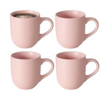 Koffiemokken Paris - 4x stuks - Keramiek - pastel roze - 300 ml - 8 x 10 cm