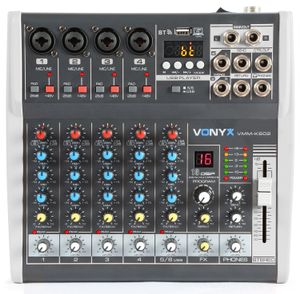 Vonyx VMM-K602 6 kanaals muziekmixer met Bluetooth en effecten