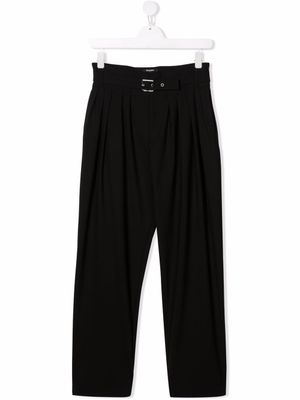 Balmain Kids pantalon ceinturé à plis creux - Noir