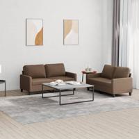 2-delige Loungeset met kussens stof bruin