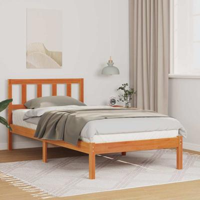 Bedframe met hoofdeinde Wasbruin 90 x 200 cm Massief grenenhout