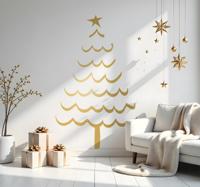 Handgetekende boom kerst sticker