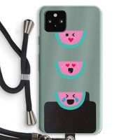 Smiley watermeloen: Pixel 5a 5G Transparant Hoesje met koord