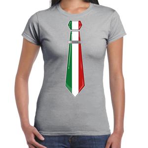 Verkleed T-shirt voor dames - stropdas Italie - grijs - supporter - themafeest