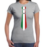 Verkleed T-shirt voor dames - stropdas Italie - grijs - supporter - themafeest