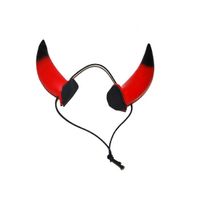 Duivel hoorns aan elastiek - rood/zwart - verkleed accessoires - thumbnail