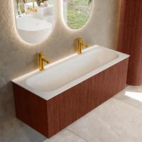 Badmeubel Mondiaz Kurve | 120 cm cm | Meubelkleur Ruby | Wastafelkleur Talc | Solid surface | Wasbak midden spoelbak | 2 kraangaten
