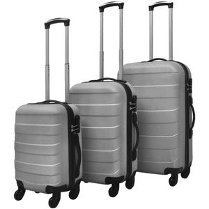 VidaXL 3-delige kofferset hard 45,5/55/66 cm zilverkleurig