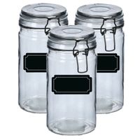 Weckpotten/inmaakpotten - 4x - 750 ml - glas - met beugelsluiting - incl. etiketten - thumbnail