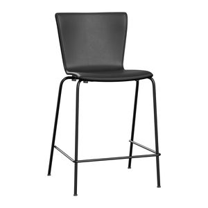 Fritz Hansen Vico Duo Counter Barstoel - Essential Leder - Zwart - Voorzijde bekleed