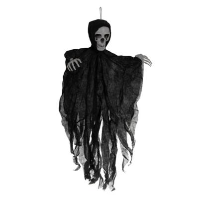Horror/halloween decoratie skelet/geraamte pop - zwart - geest/spook - hangend - 70 cm