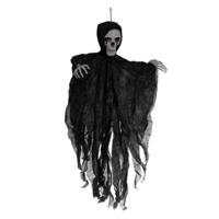 Horror/halloween decoratie skelet/geraamte pop - zwart - geest/spook - hangend - 70 cm
