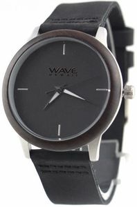 Wave hawaii Horloge Citizen Miyota dames 4 cm hout/leer zwart