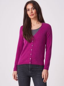 Basic fijngebreid vest met V-hals van biologisch cashmere