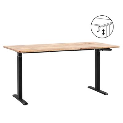 Leen Bakker - Bureau Homeworx Zit/sta Handmatig Verstelbaar - Mangohout/zwart - 75/118x160x80 Cm - Hout/Mangohout - Bruin