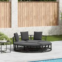 Loungebed voor buiten zonder luifel poly rattan zwart - thumbnail