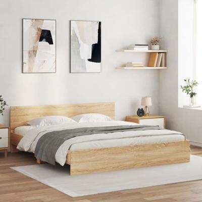 Bedframe met hoofdeinde en LED sonoma eikenkleurig 180x200 cm