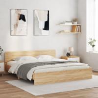 Bedframe met hoofdeinde en LED sonoma eikenkleurig 180x200 cm