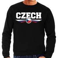 Tsjechie land thema sweater - met vlag kleuren - zwart - heren - Supporters trui - lange mouwen