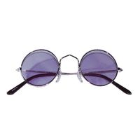 Hippie Flower Power Sixties ronde glazen zonnebril paars - Verkleedbrillen - thumbnail