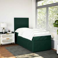 Boxspring met matras fluweel donkergroen 90x190 cm