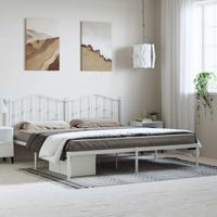 Bedframe met hoofdbord metaal wit 193x203 cm