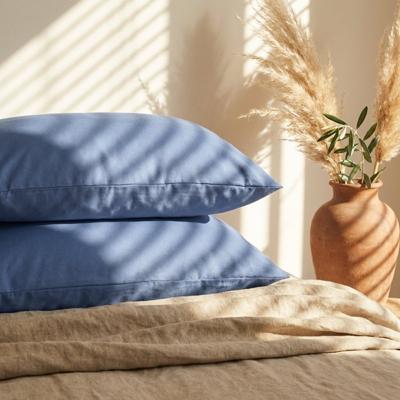 2-Pack Kussenslopen Katoen - Blauw - Dekbed-Discounter.nl