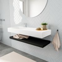Mondiaz Alan badmeubel 120 cm solid suface planchet urban vrijhangend wastafel links 1 kraangat wit
