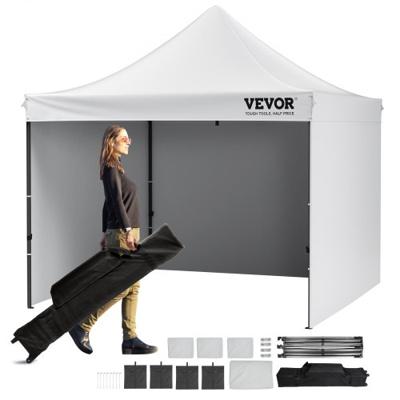 VEVOR paviljoen 304,8x304,8x320cm tuintent 500D PU zilveren stof opvouwbaar paviljoen in hoogte verstelbaar incl. opbergtas partytent 6-8 personen pop-up tent wit tuinpaviljoen voor kampeertrip