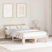 Bedframe met hoofdeinde Bruin 135 x 190 cm Massief grenenhout